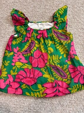 Milly Minis Green Tank Top with Pink and Yellow Floral Print